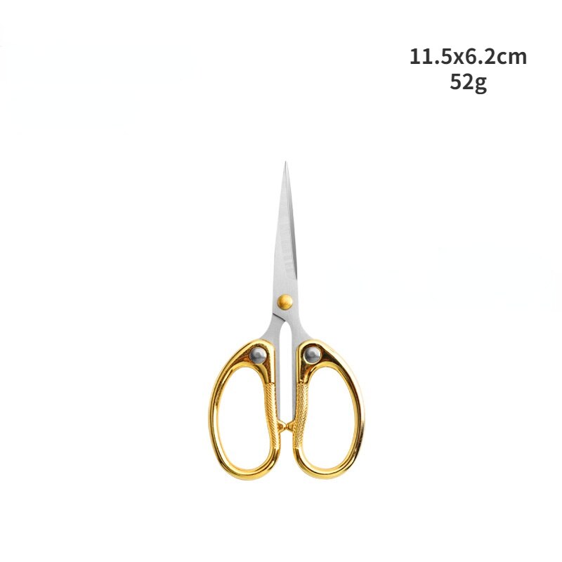 Office Scissors Stainless Steel Zinc Alloy Paper Cutting Scissors Children Students Cut Stationery Scissors: Gold 4