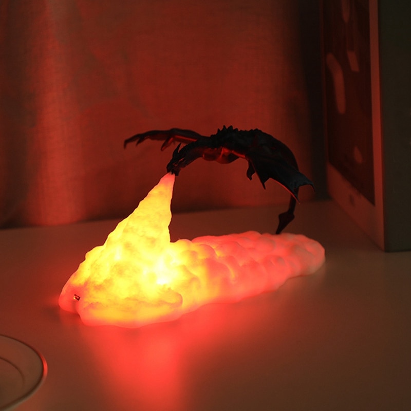 3D Printing Fire-Breathing Dragon Light Home Night Light Table Lamp LED Rechargeable Night Light Birthday