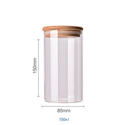 Kitchen food container bamboo lid sealed cans food tea cans transparent storage jars kitchen whole grains beans storage bottles: 8