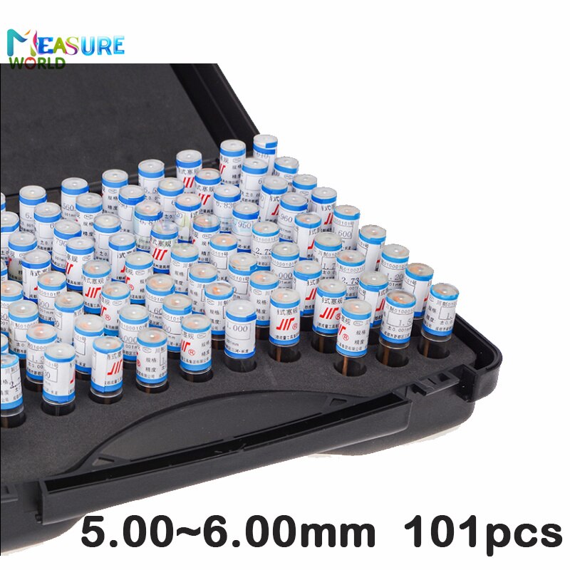 1.00 ~ 2.00Mm Precisie Stalen Pin Gauge 1.00 ~ 2.00 Stap 0.01Mm Gladde Plug Gauge Gat Gauge Set pin Meetinstrument, 101 Stks/partij: 5.00-6.00mm