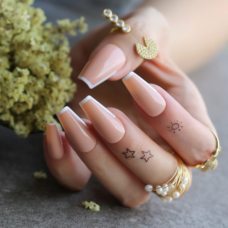Faux-ongles en rose lavande, accessoire de manucure pour ballerine, longs et en fleurs: S-118