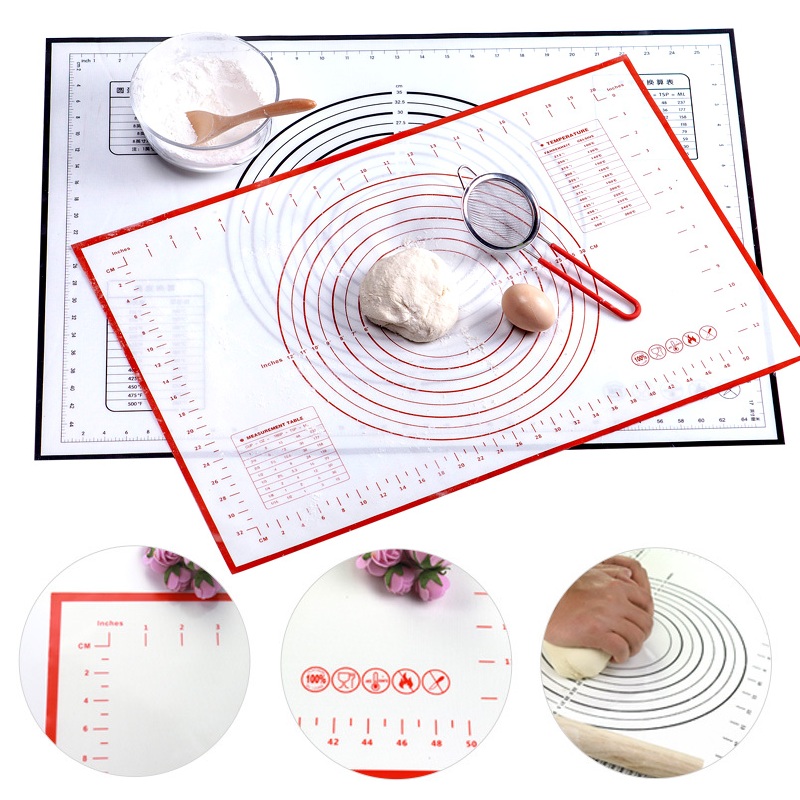 Venlohome 80 x 60cm siliconen bakmat met schaalverdeling, antiaanbaklaag, deegmat, bakmat, ovenvoering, glasvezel