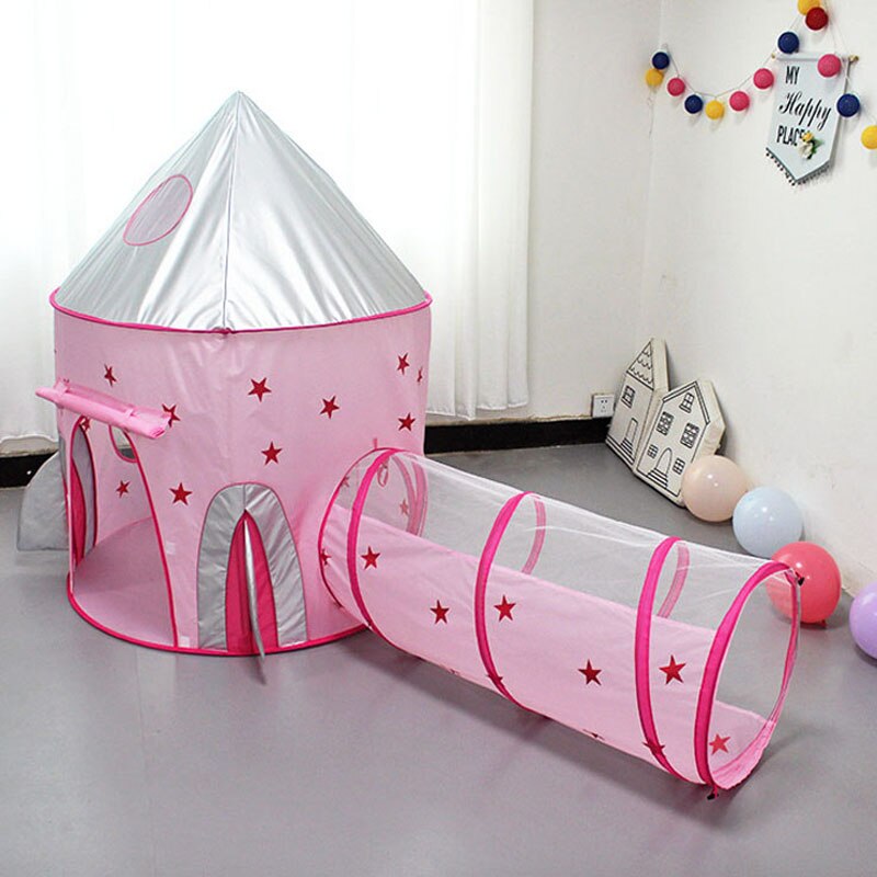 Tenda per astronave 3 In 1 gioco aperto rapido Play House tenda a razzo portatile Tunnel strisciante al coperto per bambini regalo per bambini