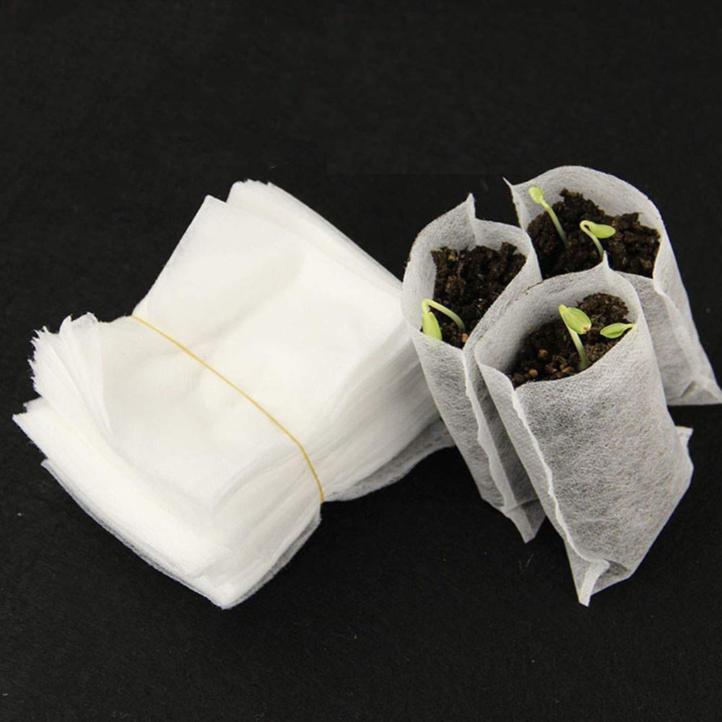 100pcs Biodegradable Seed Starter Bags Breathable Plant Nursing Growing Pouch Vegetable Flower Plant Grow Bags