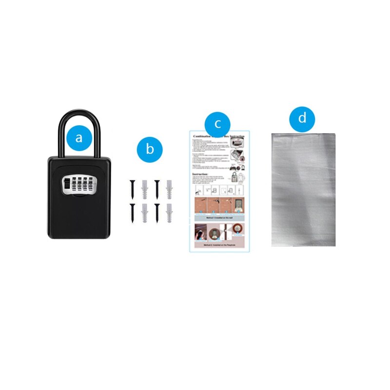 4-Digit Key Lock Box Combination Password Lock Box with Code for House Key Storage Combo Door Locker