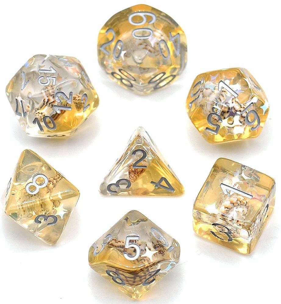 7Pcs/Set Conch DND Dice D&D Dice D4 D6 D8 D10 D% D12 D20 Polyhedral Games Dice Set for Table Games MTG RPG