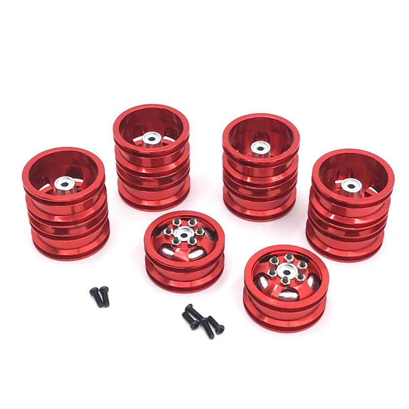 Voor Wpl 1/16 B14 B16 B24 B36 C14 C24 C34 Feiyu Zeswielaangedreven Naafband 6wd Wielnaaf Zwart Rood Zilver Wielnaven: Rood