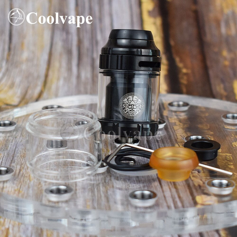 coolvape 25mm Zeus RTA atomizer RTA 3.5ml/4.5ml tank Deck Electronic cigarette Mods Dual Coil Vape Tank RTA Vaper RTA atomizer: black