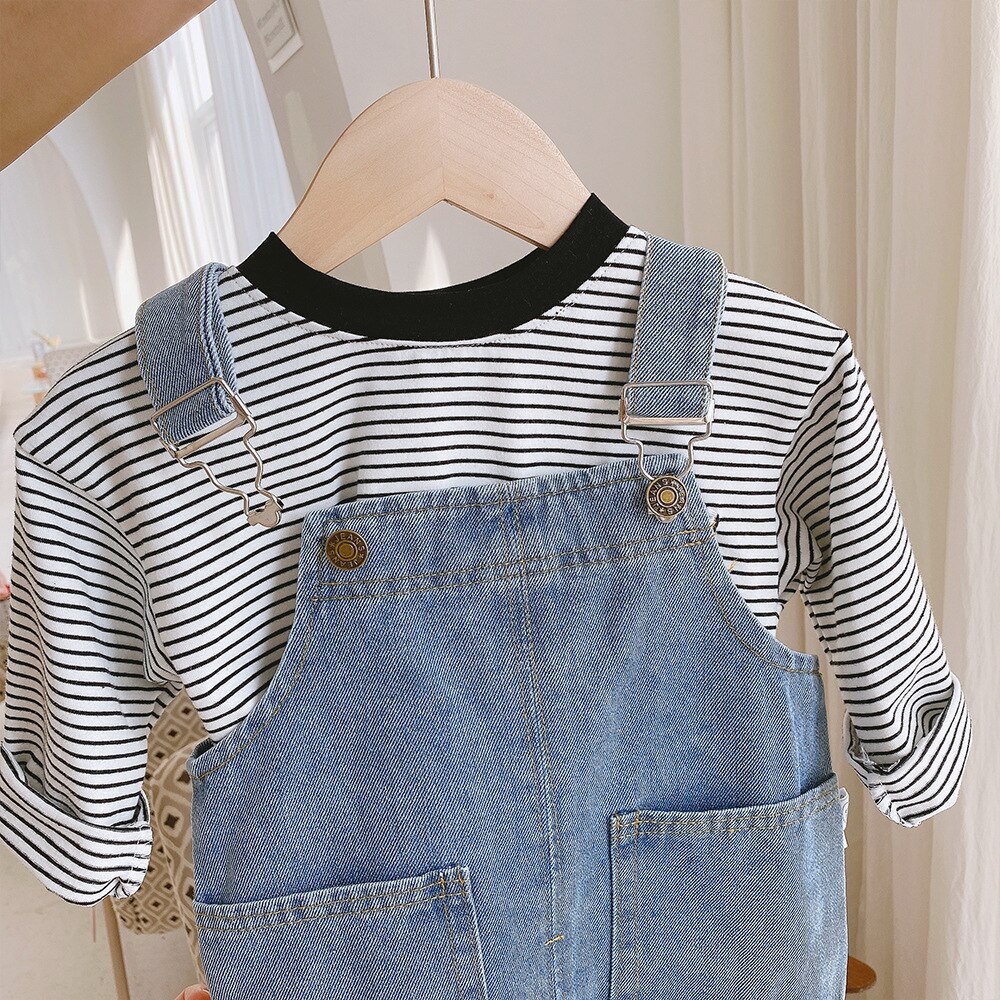 Kinderkleding Voorjaar Zomer Overalls Voor Kinderen Grote Pocket Jeans Katoen Denim Broek Baby Meisje Koreaanse Stijl Jumpsuits