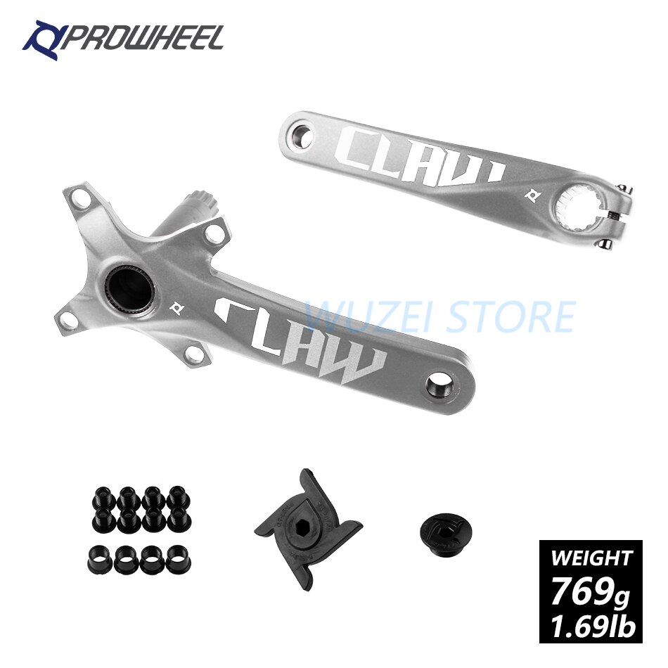 PROWHEEL 104BCD Mountain Bike Crankset Aluminum Alloy With Bottom 170mm 175mm MTB Bicycle Crank With axis 1x11Speed bike parts: Silver 170