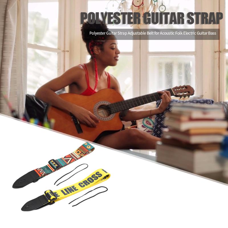 Sangle de guitare en coton réglable de couleur uni – Grandado