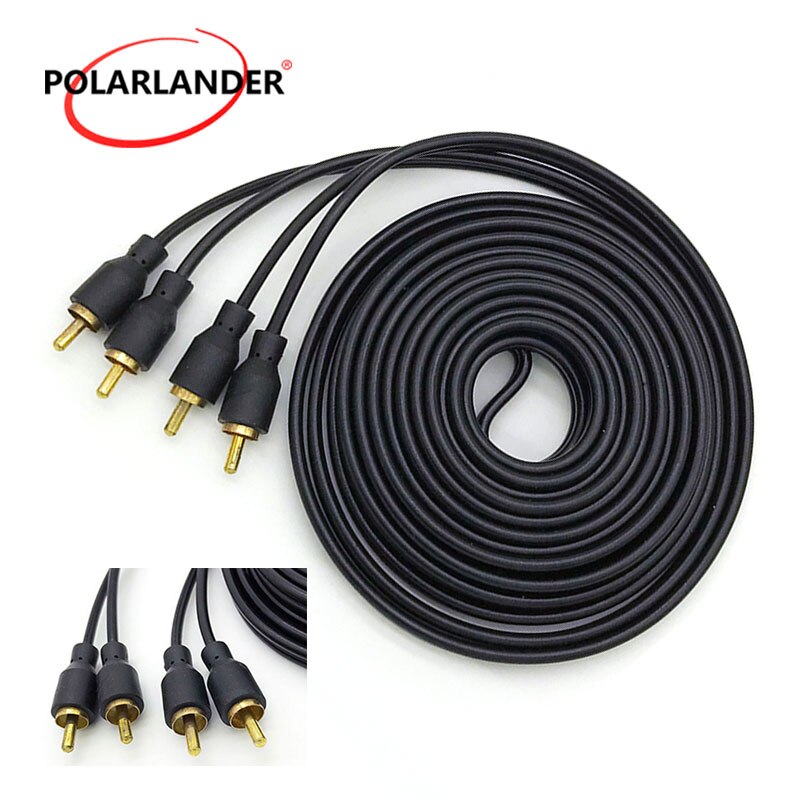 RCA Plug Phono Y Splitter Lead Adapter Amplifier Copper Line Cable Connector Car Audio Power Cable 5m Wire