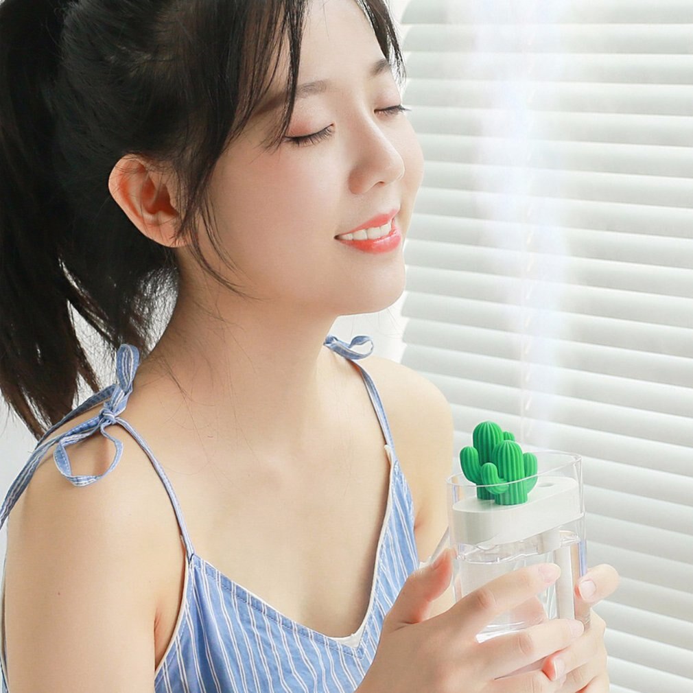 Cactus Usb Humidifier Mini Air Humidifier With Colorful Led Light Essential Oil Diffuser Home Office