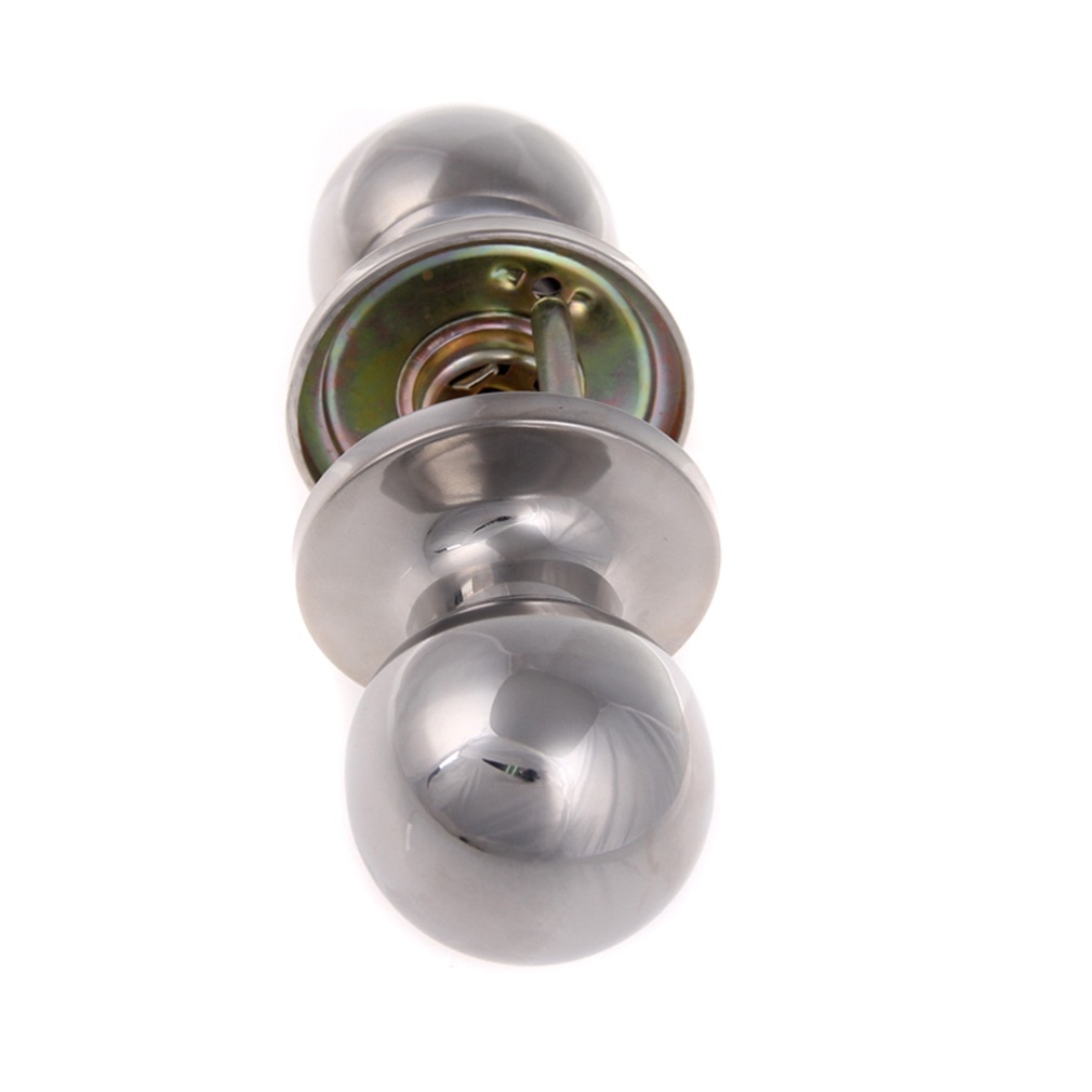 Stainless Steel Round Ball Door Knobs Rotation Lock Knobset Handle Entrance for Bedrooms Living Rooms Bathrooms