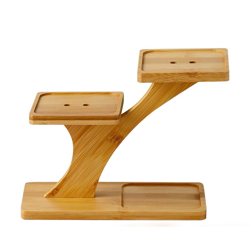 Oval Shape Bamboo Wood Saucer Plant Tray Mini Plant Flower Pot Stand Favor Succulent Pot Tray Simple Home Balcony: Square Shape