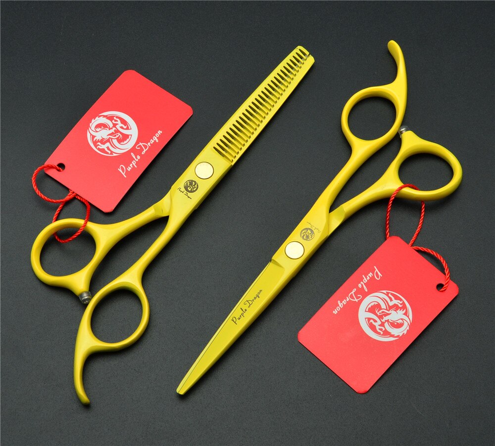 6 inch Hairdressing scissors set Straight Thinning Barber shears Personality Hair Cutting Shears: PD-6YLset gift box