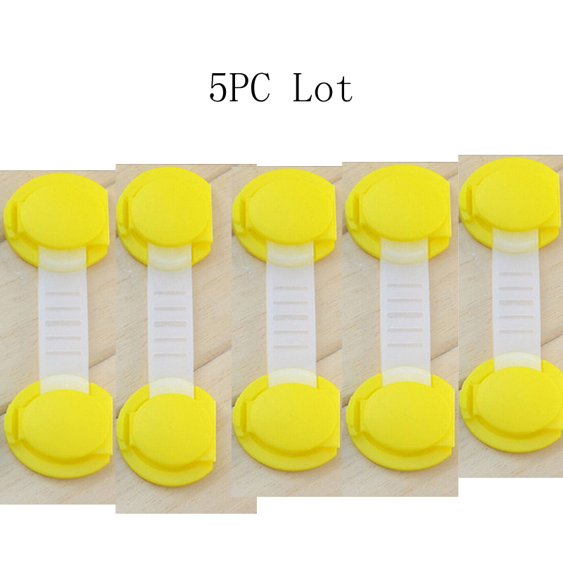 5 Pcs Baby Ladeblokkering Kinderen Beveiliging Kabinet Sloten Bandjes Peuter Kind Veiligheid Apparatuur Lock Koelkast Kast: 5 PC Yellow