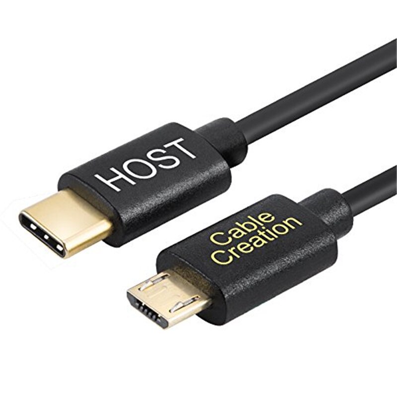 USB C naar Micro USB Kabel, Opgerolde USB Type C naar Micro B OTG Kabel, compatibel Pixel XL 2, Type C &amp; Micro-B Apparaten,: 0.65ft-Black