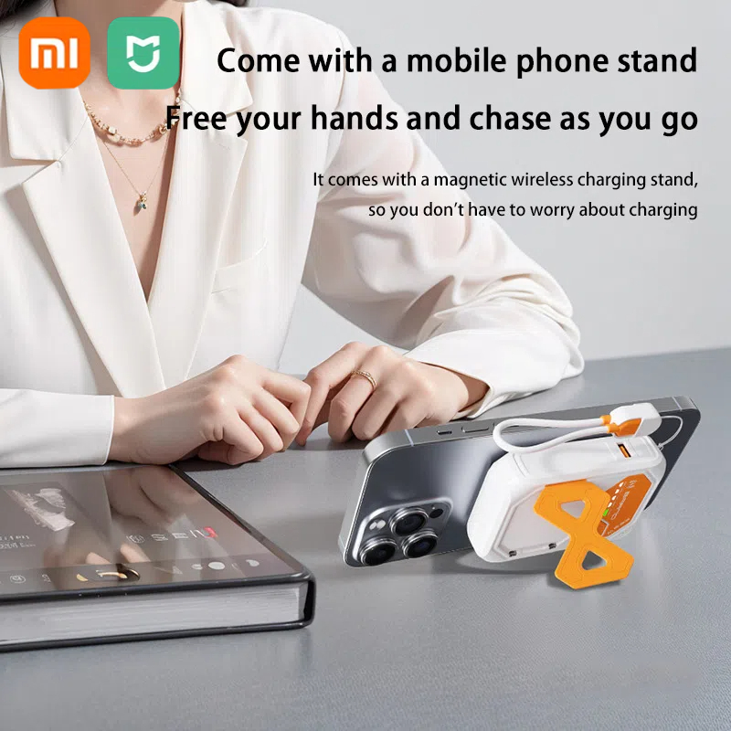 Xiaomi 50000 mah magnetische powerbank, geeignet für iphone 15, 14, 13, 22.5w, 15w, schnelllade-powerbank mit kabelhalterung
