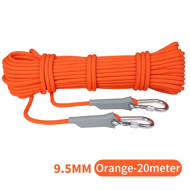 20m Outdoor Klettern Seil 12mm Hohe Festigkeit Klettern Sicherheit Seil Camping Wandern Notfall Überleben Kit: 9.5mm-20meter-Orange