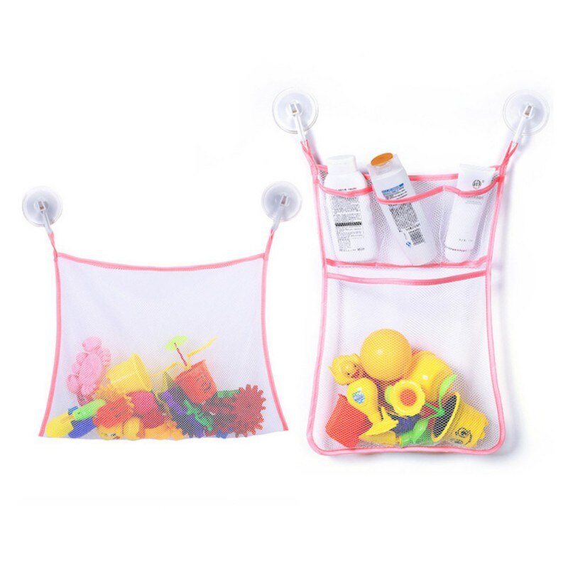 Baby Bath Toy Organizer Massive Baby Toy Storage Bin Quick Dry Storage Net + Lock Tight Suction Cups & Stickers Hooks