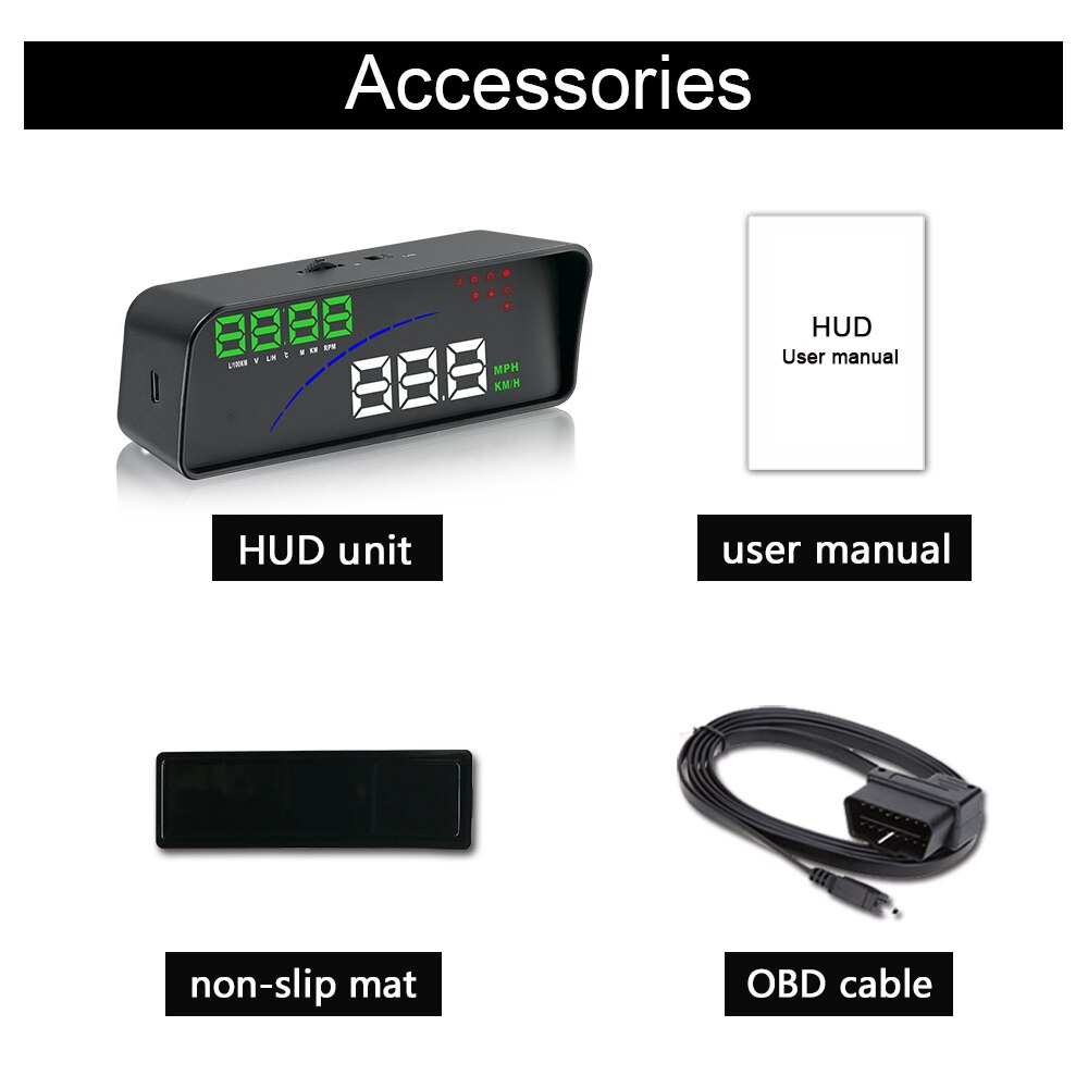 Car Safe Driving Head Up Display P9 OBD2 Muliti Function Display Car Over Speed Alarm