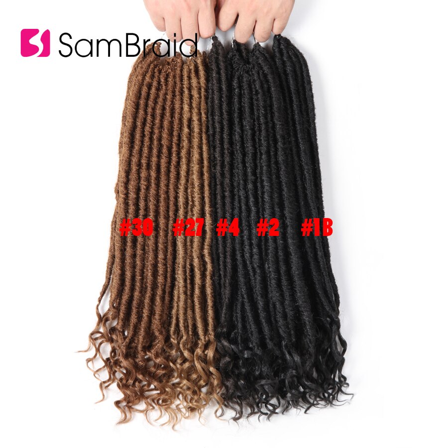 SAMBRAID Crochet Braiding Hair Dreadlocks Ombre Goddess Synthetic Hair 24 Stands/Pack 18 Inch Crochet Braid For Goddess Hair