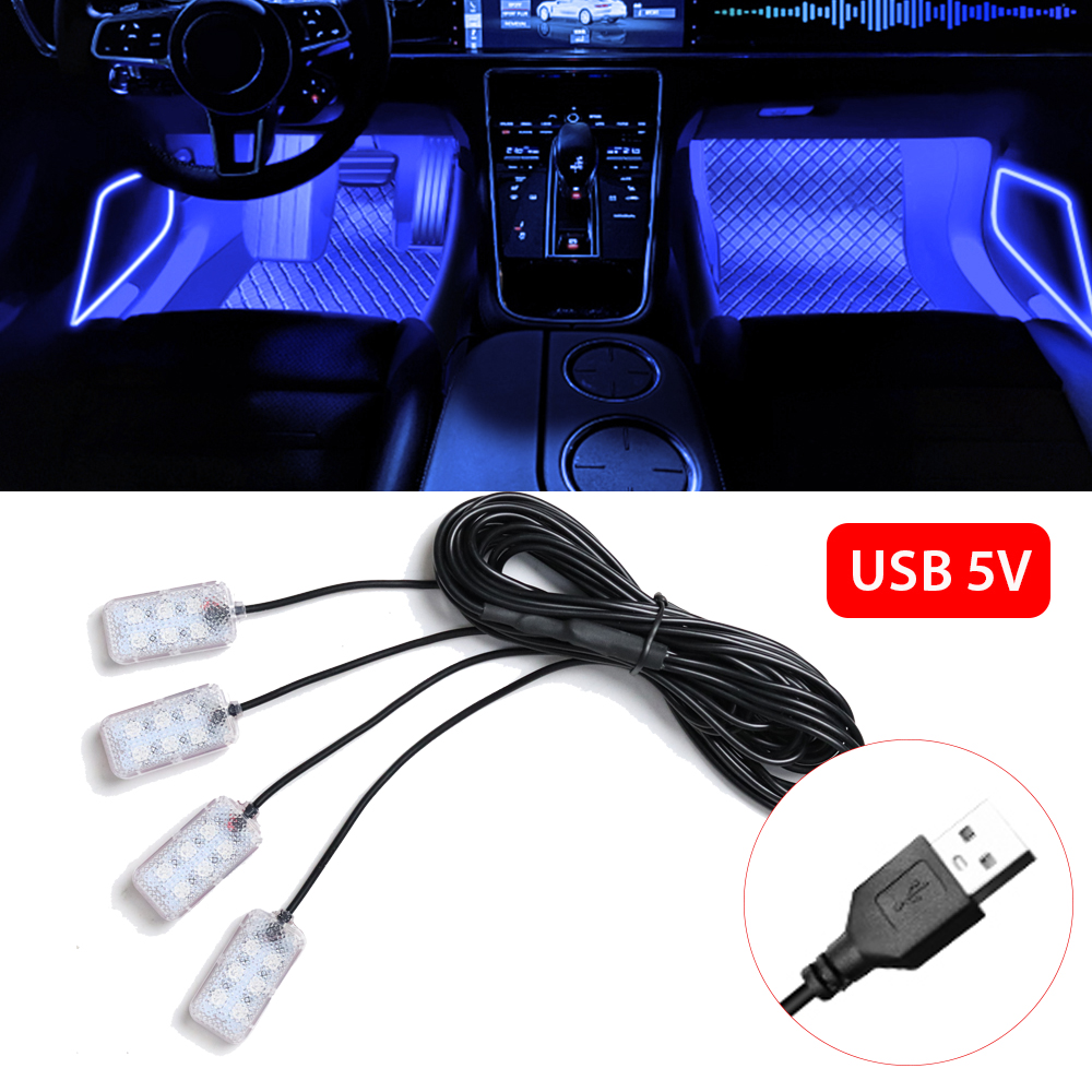 Foot Light Car Accessories ﻿LED Car Interior Ambient Foot Light with USB Atmosphere Decorative Lamps: Red