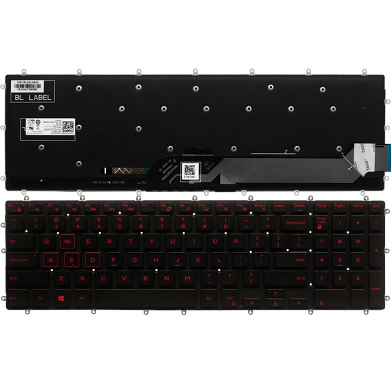 US laptop keyboard for Dell G3 15 3579 3779 G5 15 5587 G7 15 7588 keyboard layout blue/red Backlit: red With backlight