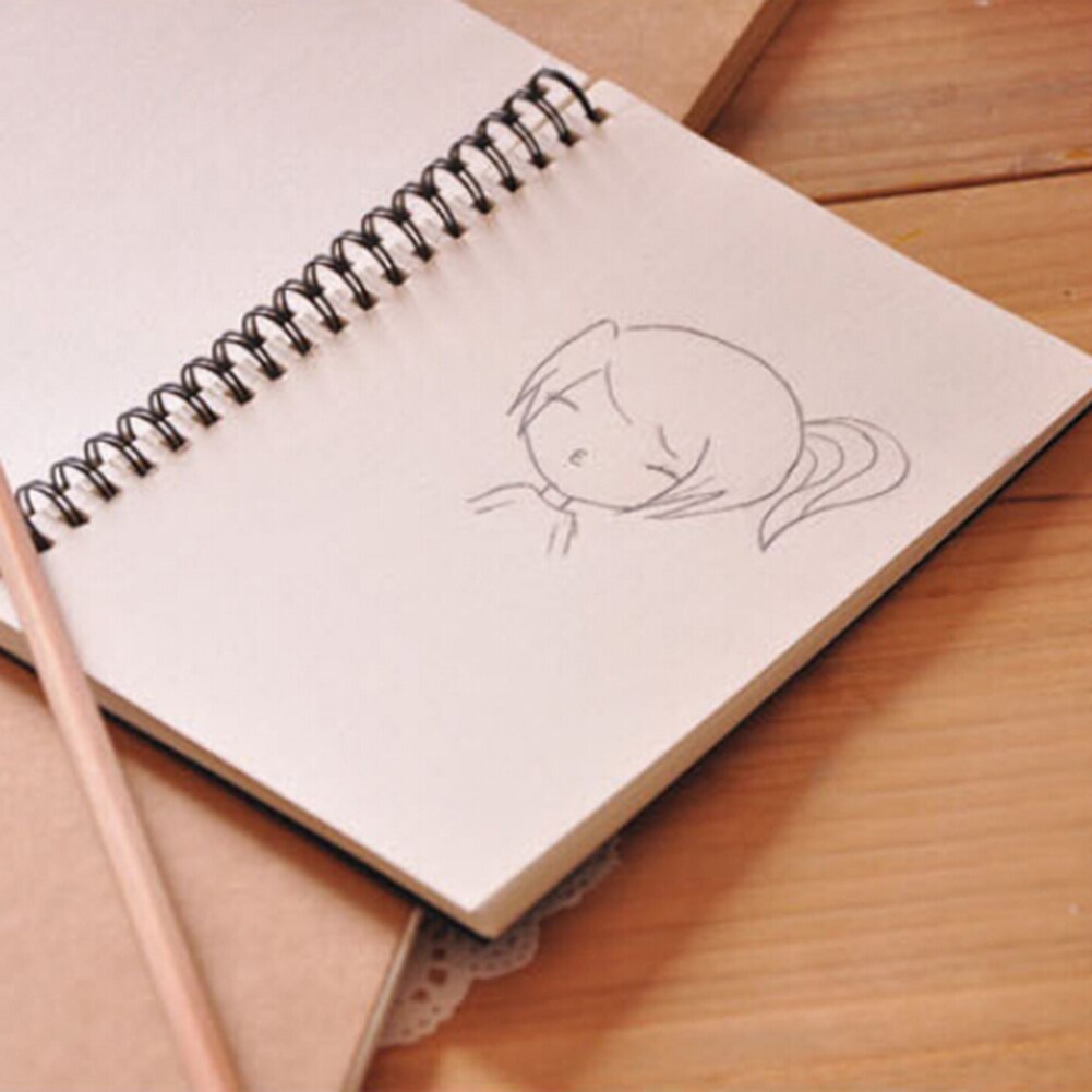Retro Spiral Bound Coil Sketch Book Blank Paper Art Graffiti Notebook Stationery