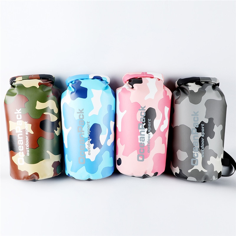 Wasserdicht Schwimmen Beutel Trocken Sack Camouflage Farben Angeln Bootfahren Kajakfahren Lagerung Driften Rafting Tasche 15L 20L