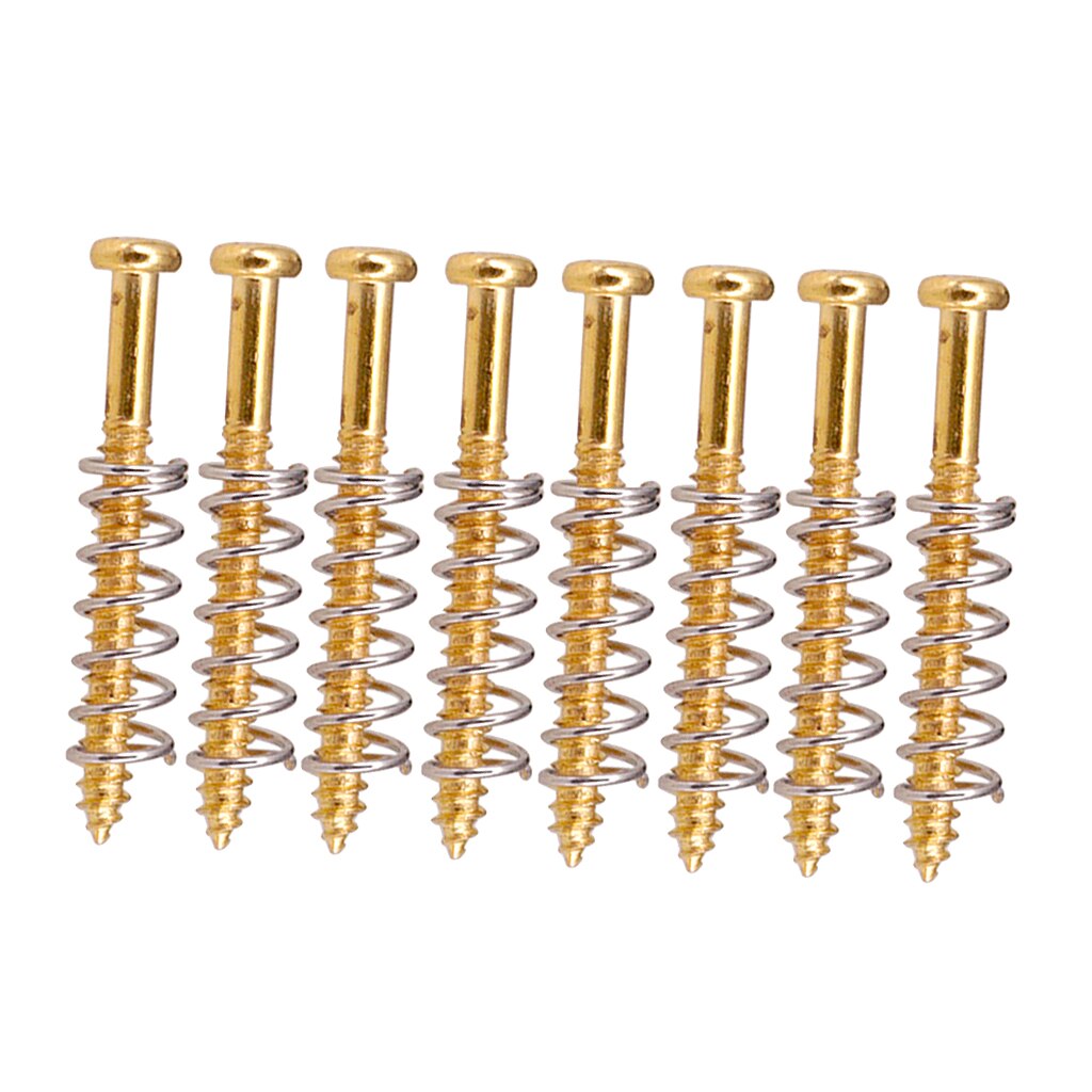 Tornillos de pastilla Humbucker portátiles, juego de resortes rectos, piezas de repuesto, tornillos de anillo de montaje de pastilla para guitarra eléctrica/bajo: Golden