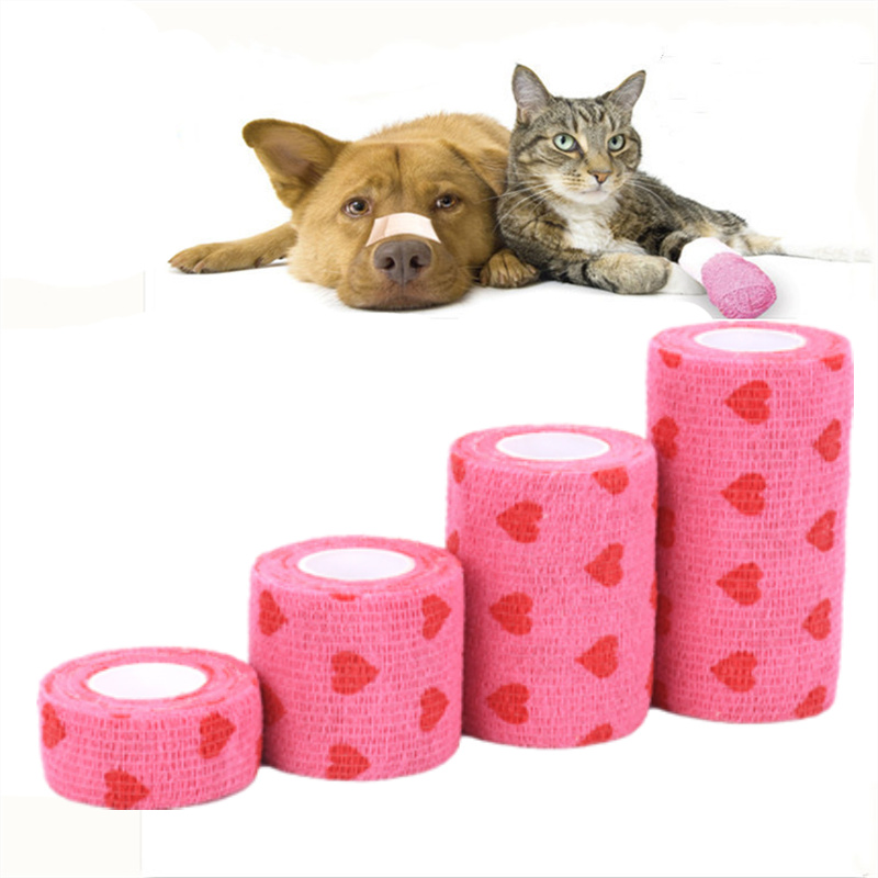 Bandes élastiques multifonctionnelles pour animaux de compagnie, tissus Non tissés, respirants, à motif de cœur rose, pour chiens et chats