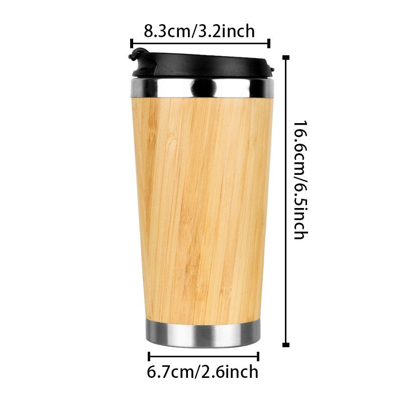 450Ml Bamboe Koffie Cup Thermosfles Rvs Fles Reizen Mok Lekvrije Deksel Herbruikbare Geïsoleerde Business Kantoor cup