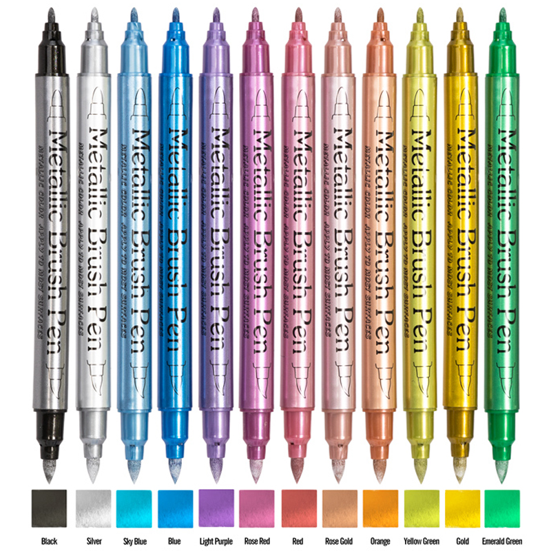 12 Kleuren Metallic Marker Pen Hars Tekenpen Acrylverf Diy Highlights Permanente Marker Diy Card Art Benodigdheden Briefpapier: Marineblauw