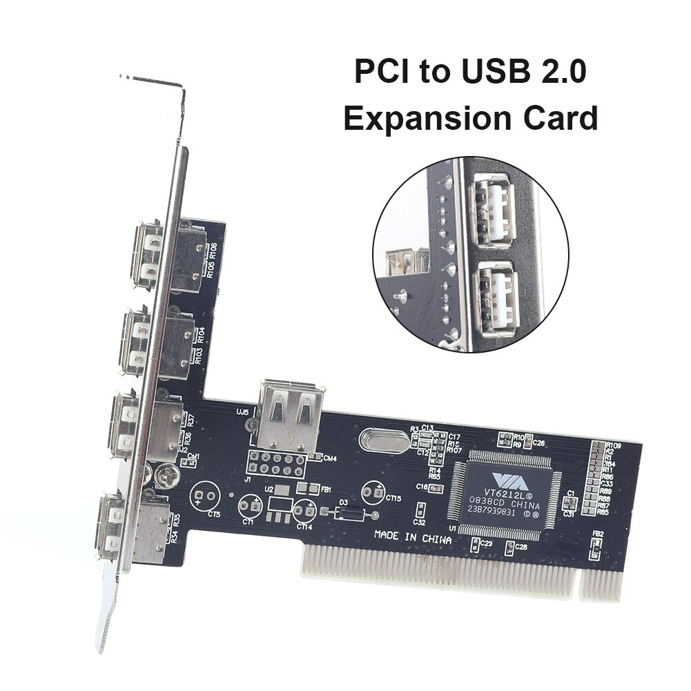 Expansion Card Port PCI Expansion Card USB PCI Controller Cards 4 Ports 480Mb/s PCI to USB 2.0 Expansion Card