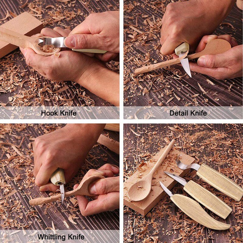 ! 10 Pcs Fraxinus Mandshurica Wood Carving Tools Set,Stainless Steel Wood Carving Tools Kit for Beginners-Carving