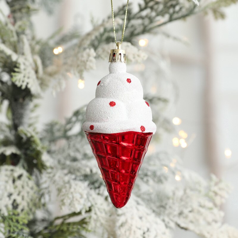 2pcs Christmas Ball Ornament Mold Xmas Tree Ice Cream Snowman House Small Turn Combination Pendant Christmas Tree Decorations