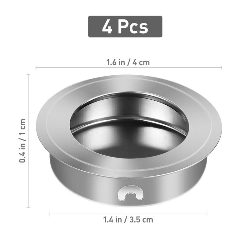 4 Stuks 35Mm Handgrepen Platte Rvs Verzonken Flush Vinger Insert Schuifdeur Handvat Kast Pulls Schuifladegrepen