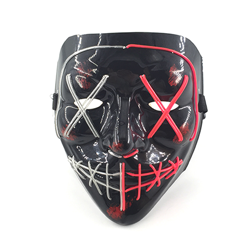 Masque facial effrayant et brillant pour Halloween, couleurs mélangées sans fil, masque de Purge LED lumineux, masque lumineux d'horreur, accessoires de Cosplay pour adultes, Costume