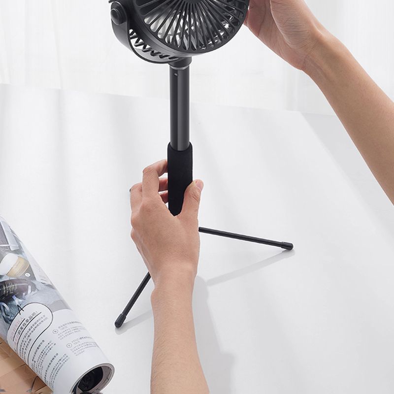 360 Degree Rotation Telescopic Floor Desk Fan 2000mAh Rechargeable Battery 3 Speeds USB Fan for Live Video Camping Home Office