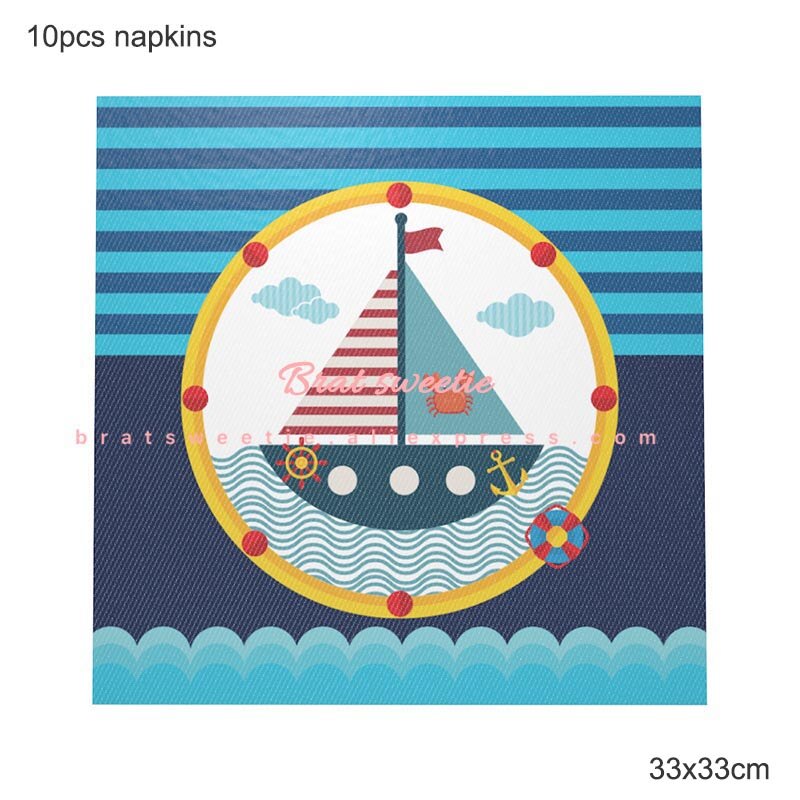 Marinha náutica festa de aniversário bolo, navio, roda de âncora, estilo mediterrâneo, barco, bolo, ferramentas de decoração: Nautical napkins
