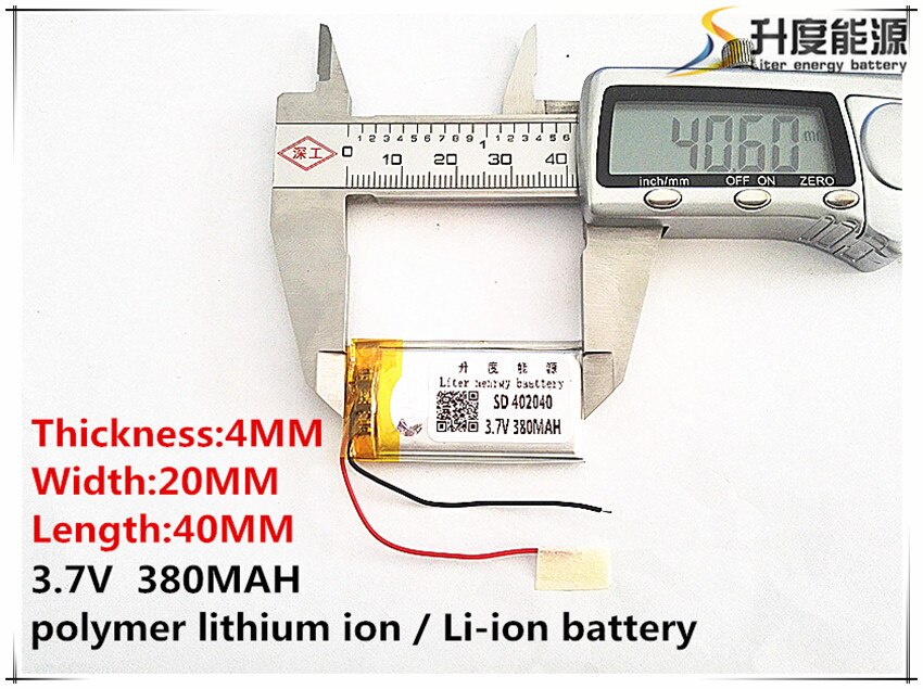3.7V 380mAh 402040 Lithium Polymer Li-Po li ion Rechargeable Battery cells For Mp3 MP4 MP5 GPS PSP mobile bluetooth
