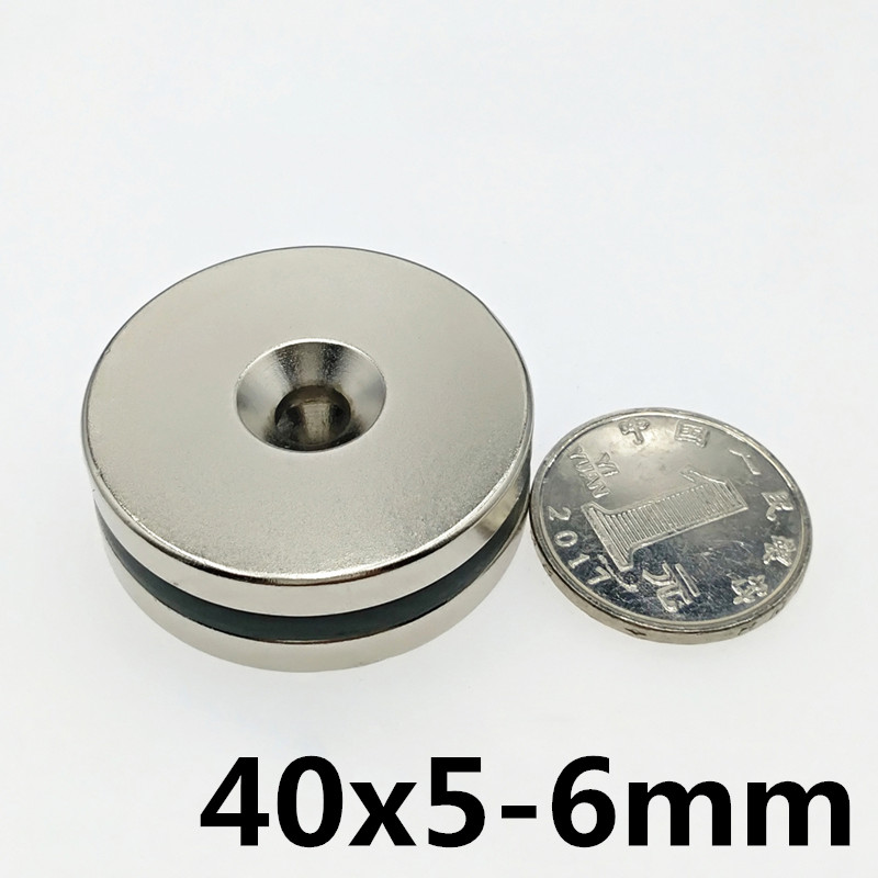 1pcs 40x5 Ronde Verzonken Ring Magneet 40mm x 5mm Gat 6mm Zeldzame Aarde Neodymium magneet 40*5mm 40*5-6MM