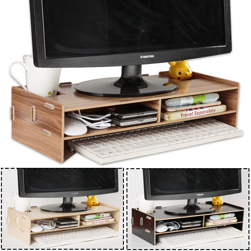 Multi-function Desktop Monitor Stand Computer Screen Riser Wood Shelf Plinth Strong Laptop Stand Desk Holder For Notebook TV