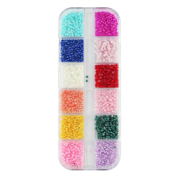 1 Box Nail Art Parel Multi Maten Kleurrijke Witte Parels 3D Nagels Stones Gems Plaksteen Kralen Diy Nail Art Decoraties: MULTI