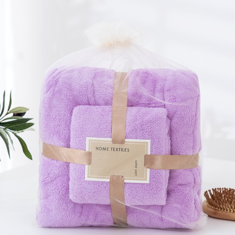 Microfiber Handdoek Set Coral Fleece Absorberende Haar Zwemmen Gezicht Hand Badhanddoek Sets Microvezel Badkamer Handdoeken Sets: Paars