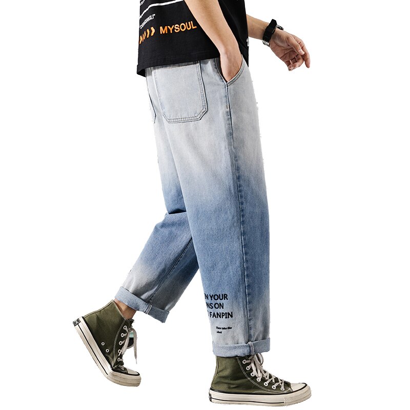 Pantalones vaqueros de talla grande estilo japonés para hombre, pantalones punk estilo callejero azul, pantalones vaqueros de hip hop, monos auténticos de para hombres