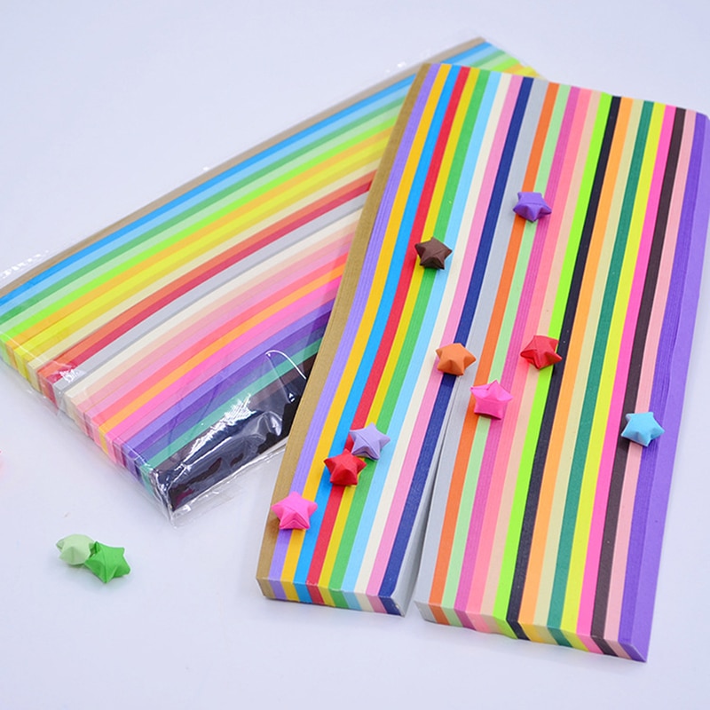 Wishing Star Paper 23*1cm Solid Candy Color Star Paper Strips Lucky Origami Paper DIY Folding Star Stacks 540PCS 1030PCS