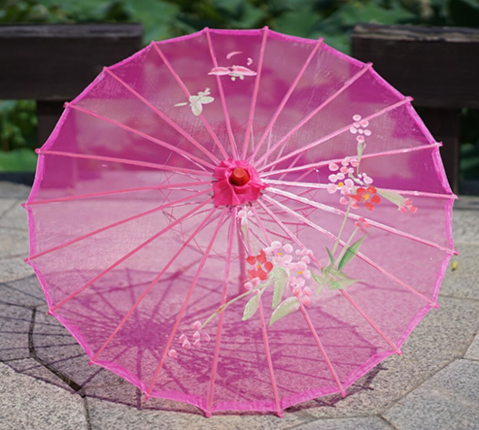 Dance Umbrella rain women Prop Oiled Paper Decoration Umbrella Transparent Silk Umbrella paraguas inverso pederneira Chinese: roseo